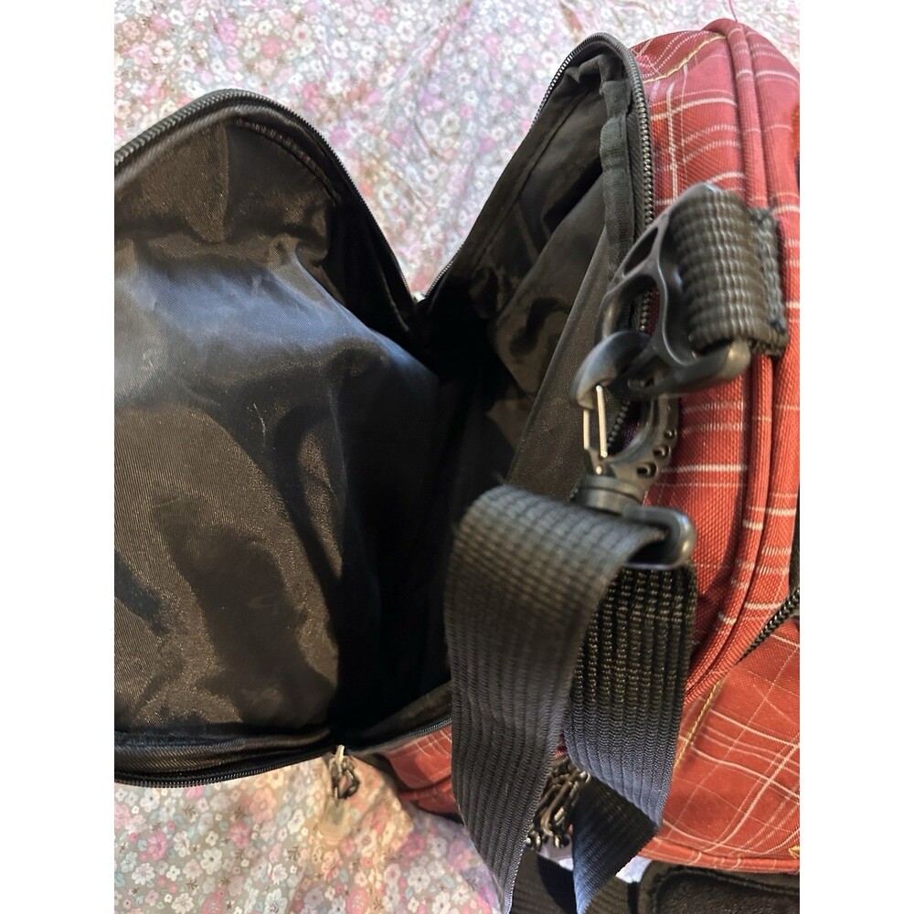 Vintage California Pak Red Plaid Duffel Bag Travel Calpak Luggage Weekender - Picture 9 of 15
